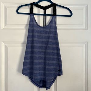 Nike Dri-Fit Women’s Blue/Purple/White Stripped T Back Tank Top W/ Black Accents